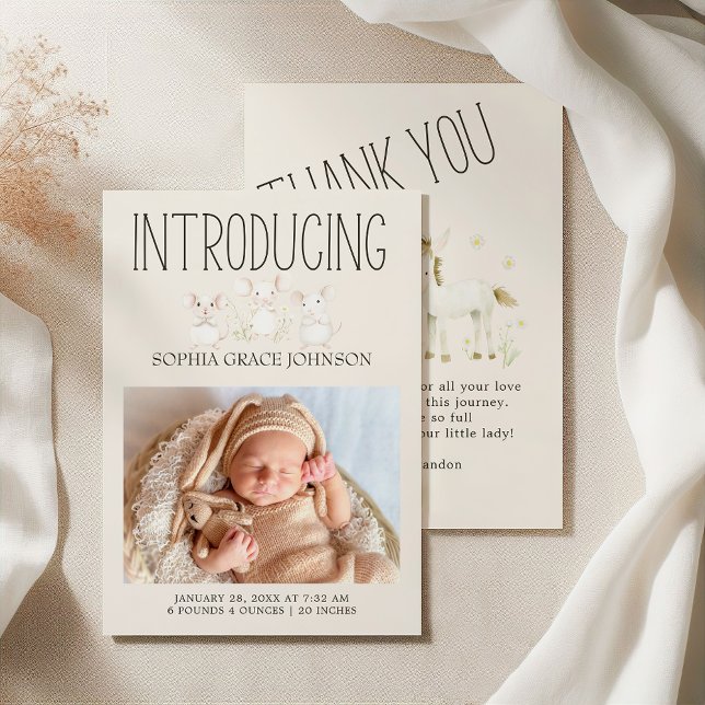 Invitation Annonce de naissance de bébé Amis de la prairie An (Créateur téléchargé)