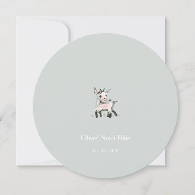Invitation Annonce de naissance de bébé chèvre personnalisée. (Devant)