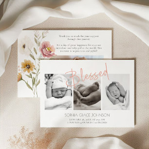 Invitation Annonce de naissance de bébé floral automnal doux
