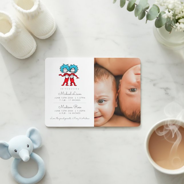 Invitation Annonce de naissance de Thing One et Thing Two jum (Créateur téléchargé)