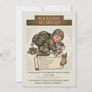 Invitation Annonce de naissance militaire Nouvelle recrue Neu