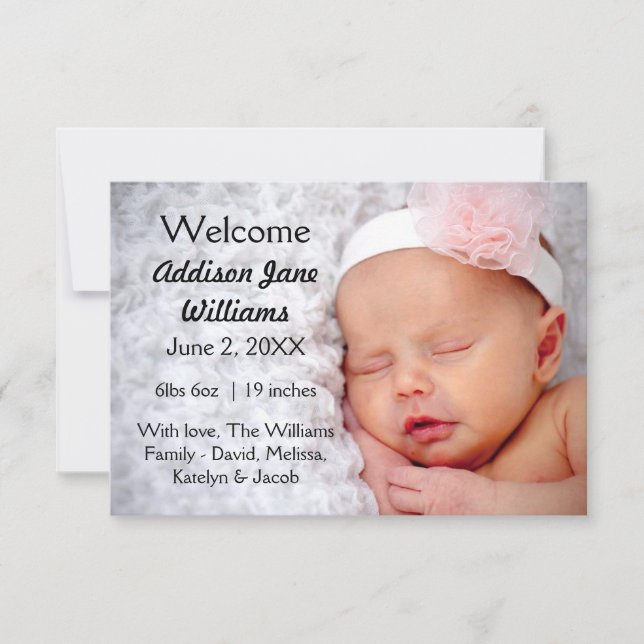 Invitation Annonce de naissance simple chic 3x5 (Devant)