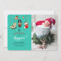 Annonce de naissance sur une photo de Noël