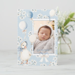 Invitation Annonce de naissance vintage avec photo de canard