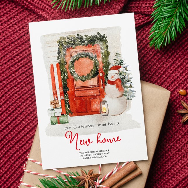 Invitation Annonce de Noël déplaçable de porte à l'aquarelle (Créateur téléchargé)