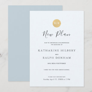 Invitation Annonce de Nouveau Plan de Mariage à Monogramme Bl