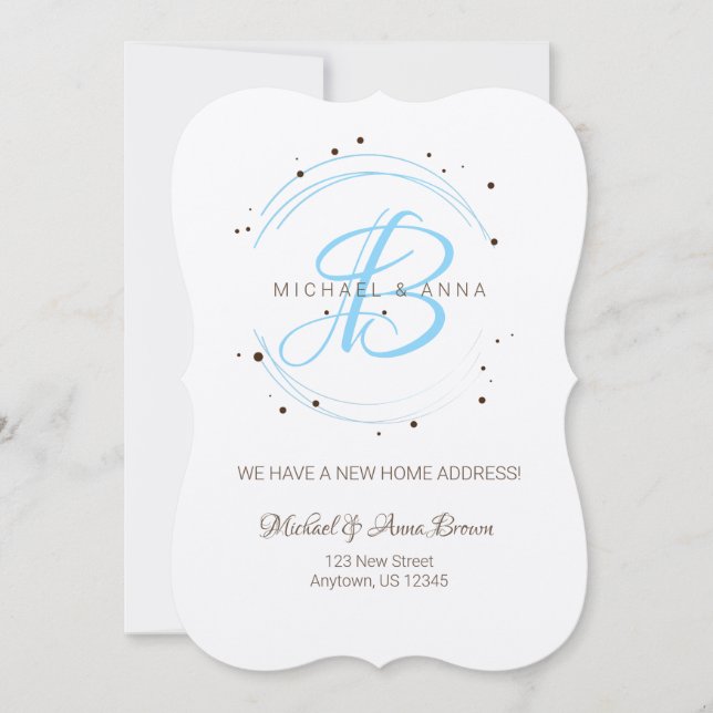 Invitation Annonce de Nouvelle Adresse Monogrammée (Devant)