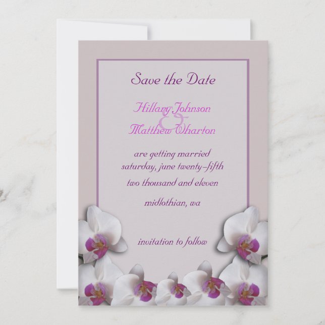 Invitation Annonce de Orchidées Enregistrez la Date (Devant)