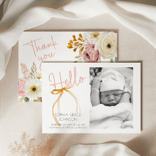 Invitation Annonce de photo de bébé floral de printemps autom