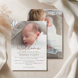 Invitation Annonce de photo de bébé hérisson mignon et doux