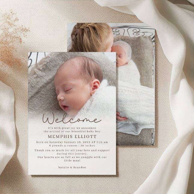 Invitation Annonce de photo de bébé hérisson mignon et doux (Créateur téléchargé)