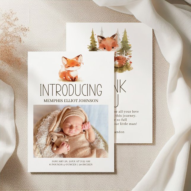 Invitation Annonce de photo de bébé Little Fox (Créateur téléchargé)