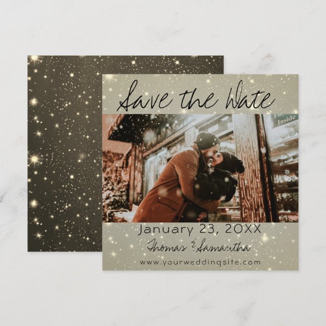 Invitation Annonce de photo de mariage d'hiver Save The Date (Devant / Derrière)