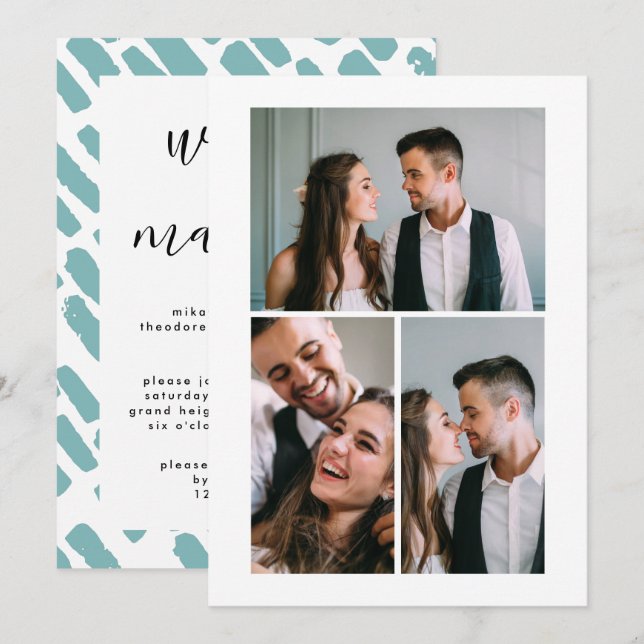 Invitation Annonce de photo de mariage trois (Devant / Derrière)