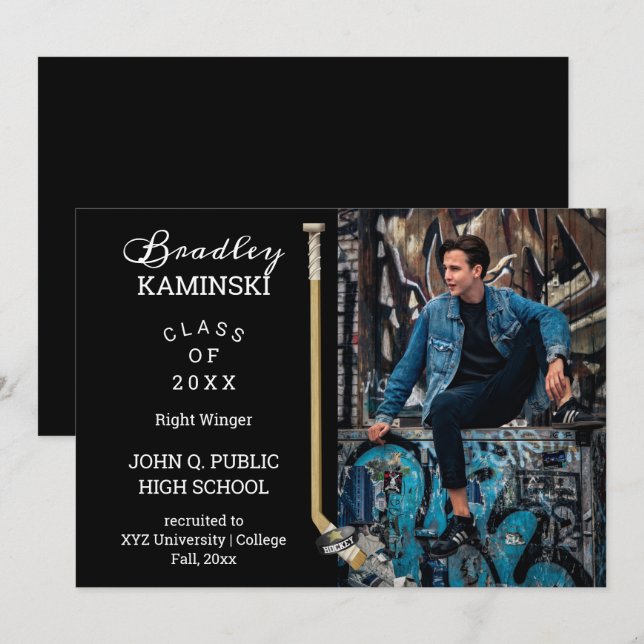 Invitation Annonce de photo de remise de diplôme de joueur de (Devant / Derrière)