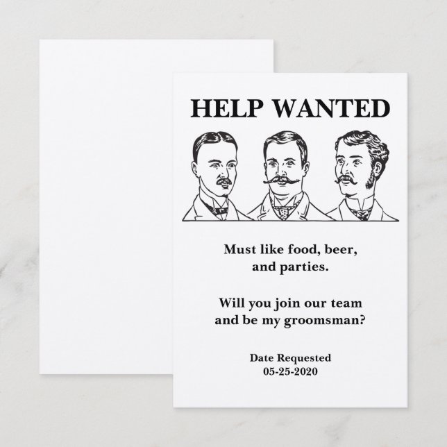 Invitation Annonce de recherche d'aide Garçon d'honneur (Devant / Derrière)