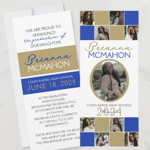 Invitation Annonce de remise de diplôme 9 photos Bleu & Bronz