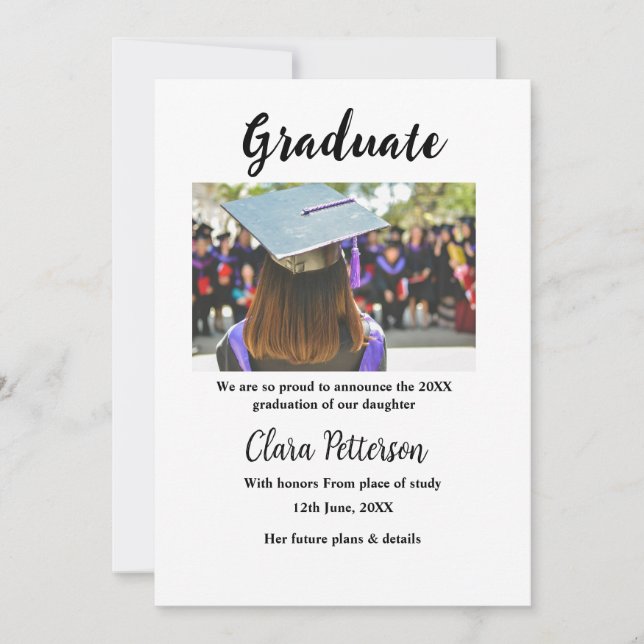 Invitation Annonce de remise de diplôme ajoutez nom promotion (Devant)
