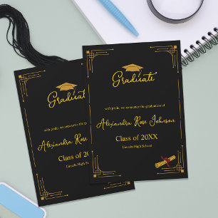 Invitation Annonce de remise de diplôme au lycée Noir & Or