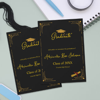 Invitation Annonce de remise de diplôme au lycée Noir & Or