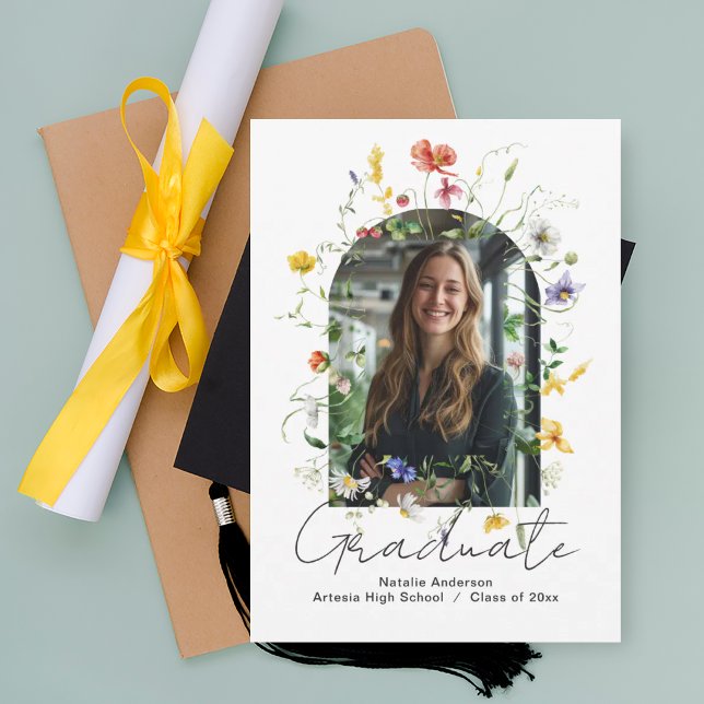 Invitation Annonce de remise de diplôme avec arche florale mo (Créateur téléchargé)