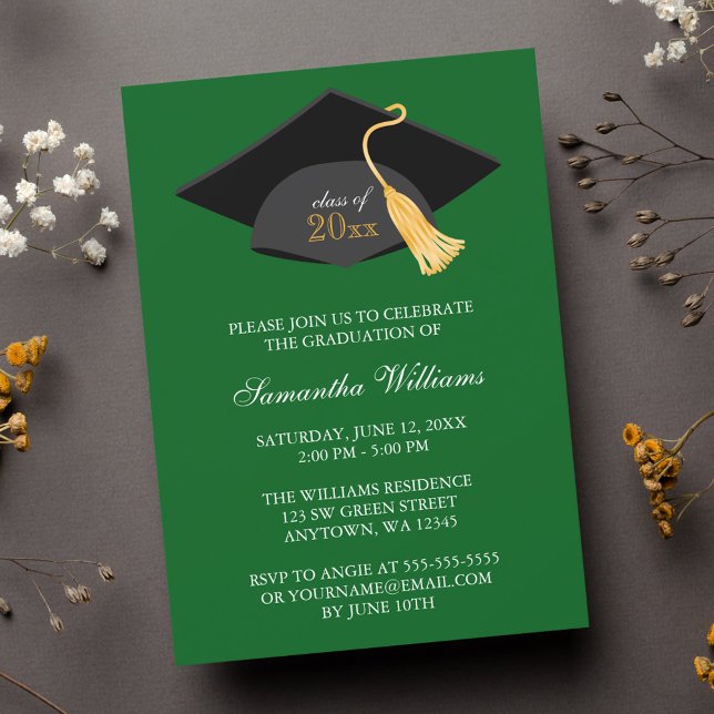 Invitation Annonce de remise de diplôme avec casquette et gla (Créateur téléchargé)
