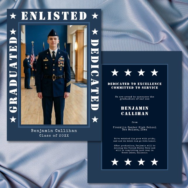 Invitation Annonce de remise de diplôme avec enrôlement milit (Créateur téléchargé)