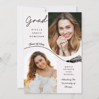 Invitation Annonce de remise de diplôme avec glands Boho et p