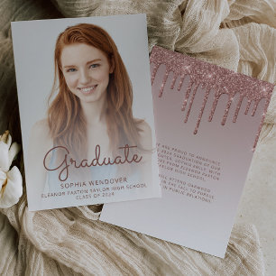 Invitation Annonce de remise de diplôme avec paillettes or ro