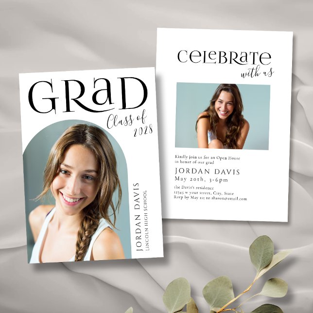 Invitation Annonce de remise de diplôme avec photo d'architec (Modern Arch Photo Graduation Announcement)