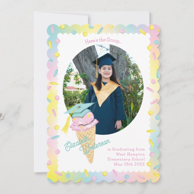 Invitation Annonce de remise de diplôme avec photo de glace m (Devant)