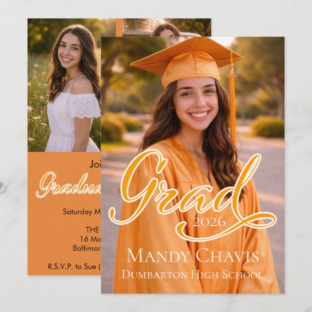Invitation Annonce de remise de diplôme avec photo et invitat (Devant / Derrière)