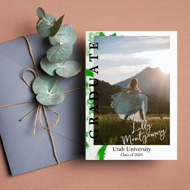 Invitation Annonce de remise de diplôme avec photo et marbre  (Créateur téléchargé)