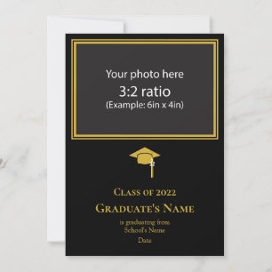Invitation Annonce de remise de diplôme avec toque (Thème dor