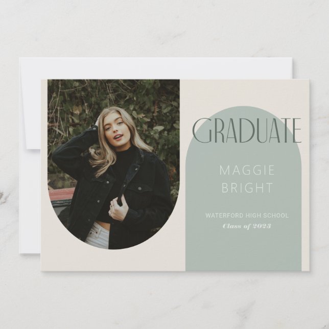 Invitation Annonce de remise de diplôme bohème à arche modern (Devant)