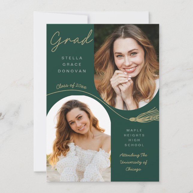 Invitation Annonce de remise de diplôme Boho avec Tassel Émer (Devant)