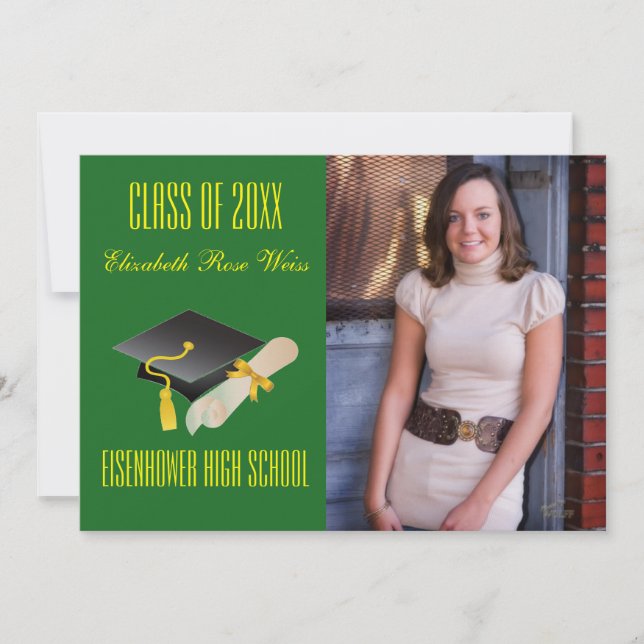 Invitation Annonce de remise de diplôme - Casquette et diplôm (Devant)