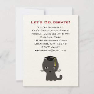 Invitation Annonce de remise de diplôme de chaton gris