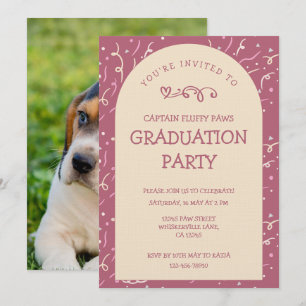 Invitation Annonce de remise de diplôme de chien Rose Gold &