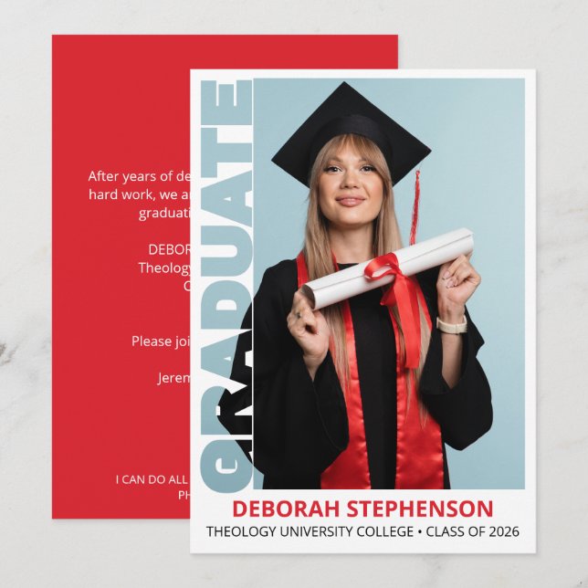 Invitation Annonce de remise de diplôme de droit 2026 pour di (Devant / Derrière)
