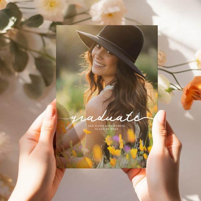 Invitation Annonce de remise de diplôme de fille aux fleurs s (Boho Wildflower Girl Graduation Announcement)