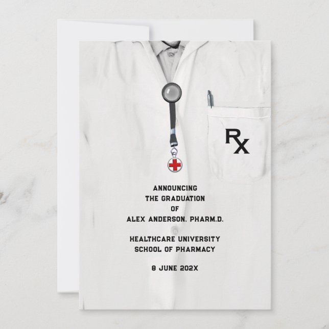 Invitation Annonce de remise de diplôme de pharmacie (Devant)