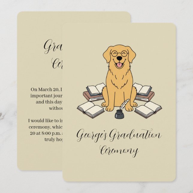 Invitation Annonce de remise de diplôme de Retriever doré aca (Devant / Derrière)