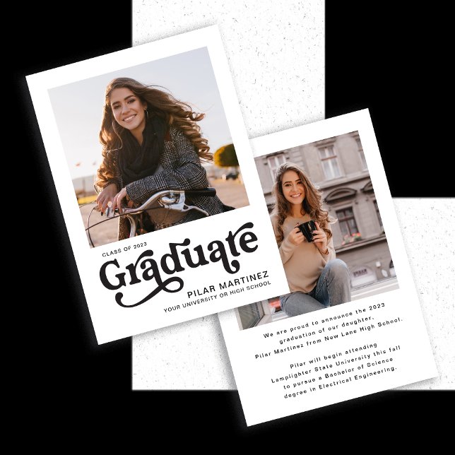Invitation Annonce de remise de diplôme de typographie à deux (Créateur téléchargé)