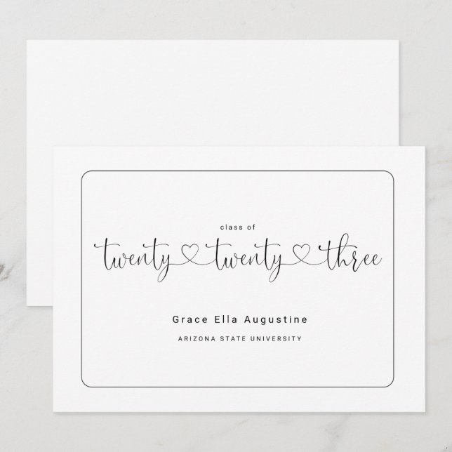 Invitation Annonce de remise de diplôme d'une femme mignonne  (Devant / Derrière)