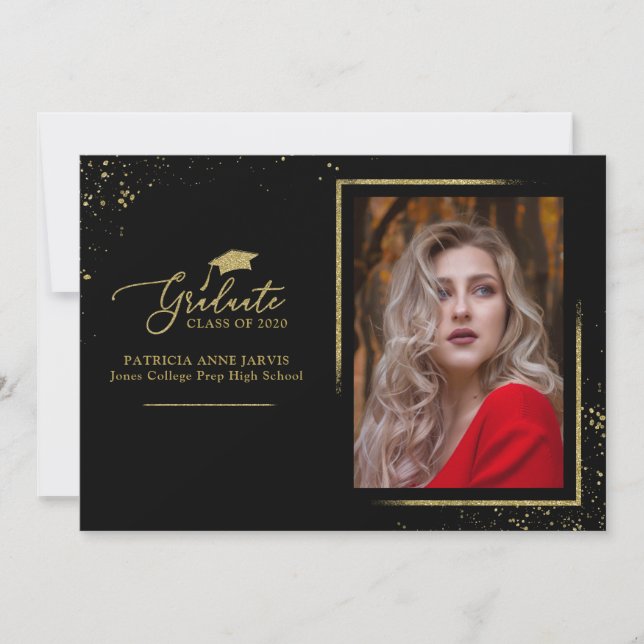 Invitation Annonce de remise de diplôme festive et chic avec  (Devant)