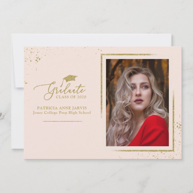 Invitation Annonce de remise de diplôme festive et chic avec  (Devant)