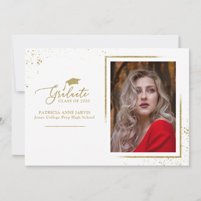 Invitation Annonce de remise de diplôme festive et chic avec  (Devant)