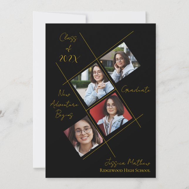 Invitation Annonce de remise de diplôme multi-photo de la pro (Devant)