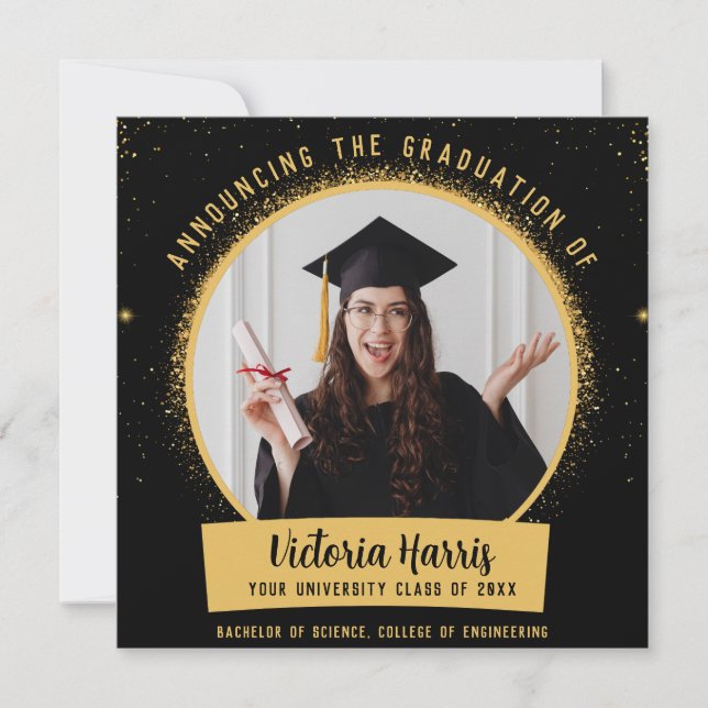 Invitation Annonce de remise de diplôme personnalisée avec ph (Devant)